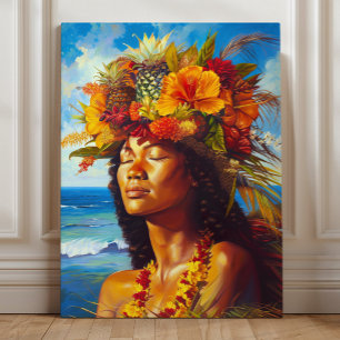 Hawaïaanse Eiland Godin Tropisch Canvas Afdruk