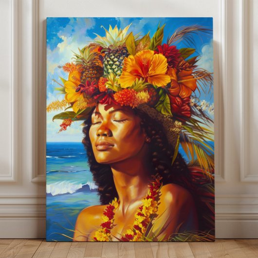 Hawaïaanse Eiland Godin Tropisch Canvas Afdruk