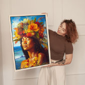 Hawaïaanse Eiland Godin Tropisch Canvas Afdruk