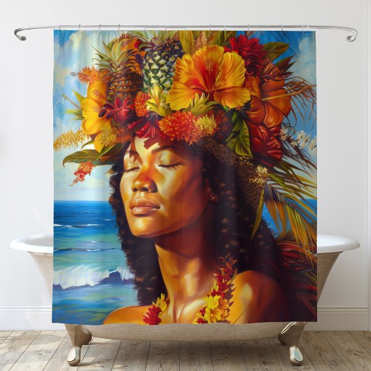 Hawaïaanse Eiland Godin Tropisch Douchegordijn