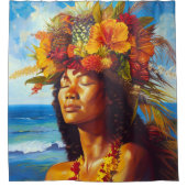 Hawaïaanse Eiland Godin Tropisch Douchegordijn (Voorkant)