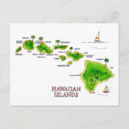 Hawaiaanse eilanden handgetekende ansichtkaart briefkaart