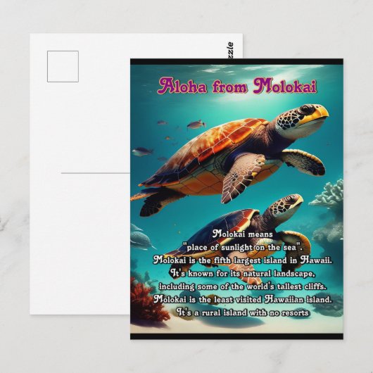 Hawaïaanse eilanden Molokai Aloha Briefkaart (Voorkant / Achterkant)