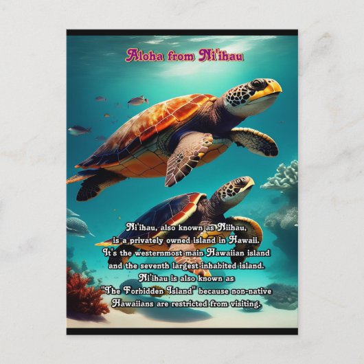Hawaïaanse eilanden Niihau Aloha Briefkaart (Voorkant)