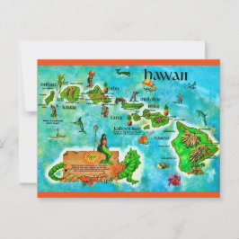 Hawaiaanse eilanden pret kaart ansichtkaart