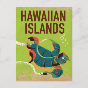Hawaiaanse eilanden Vintage Reisposter. Briefkaart