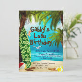 Hawaiaanse feestuitnodiging, Luau-feestuitnodiging Kaart (Staand voorkant)
