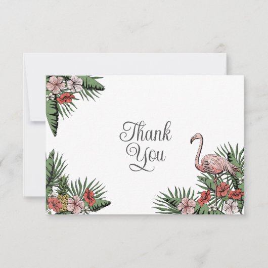 Hawaïaanse Flamingo & Hibiscus Dankjewel Bedankkaart (Voorkant)