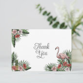 Hawaïaanse Flamingo & Hibiscus Dankjewel Bedankkaart (Staand voorkant)