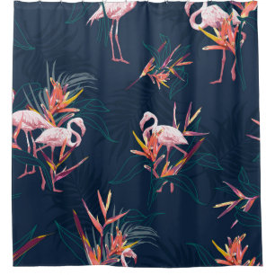 Hawaïaanse flamingo: kunstwerk douchegordijn