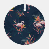 Hawaïaanse flamingo: kunstwerk glas ornament (Achterkant)