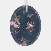 Hawaïaanse flamingo: kunstwerk glas ornament (Voorkant Rechts)