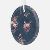 Hawaïaanse flamingo: kunstwerk glas ornament (Voorkant links)