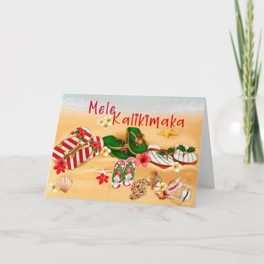 Hawaiaanse Flip Flop Mele Kalikimaka Kaart (Voorkant)