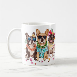 Hawaiaanse Franse Bulldoggen Bloemen Lei Koffiemok