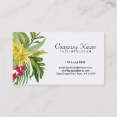 Hawaïaanse gele bloem en zwarte witte strepen visitekaartje (Achterkant)