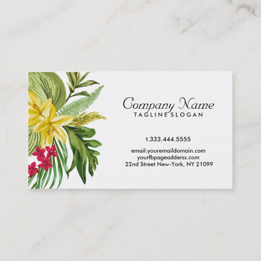 Hawaïaanse gele bloem en zwarte witte strepen visitekaartje (Achterkant)