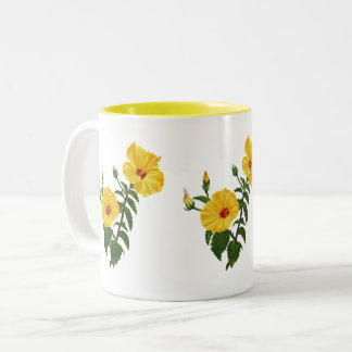 Hawaiaanse gele hibiscus Botanische illustratie Tweekleurige Koffiemok