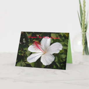 Hawaiaanse Gelukkige Verjaardag Witte Hibiscus Kaa Kaart