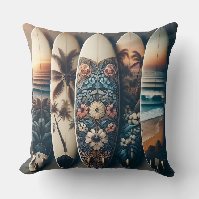 Hawaiaanse geschilderde surfplanken kussen (Voorkant)
