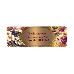 Hawaïaanse Golden Tropics Elegante Vintage Moderne Etiket