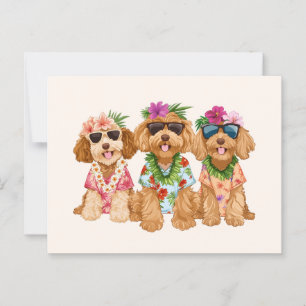 Hawaiaanse Goldendoodle Honden Bloemen Lei Briefkaart