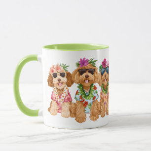 Hawaiaanse Goldendoodle Honden Bloemen Lei Mok