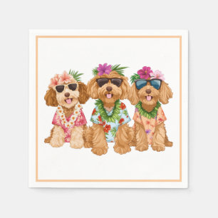 Hawaïaanse Goldendoodle Honden Bloemen Lei Servet