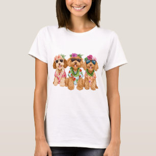 Hawaiaanse Goldendoodle Honden Bloemen Lei T-shirt