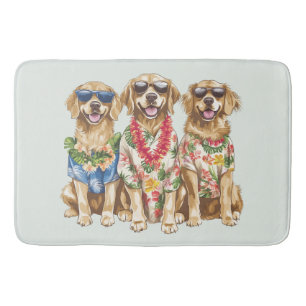 Hawaiaanse Goud Retriever Honden Bloemen Lei Badmat