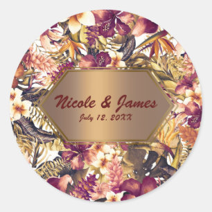 Hawaiaanse Gouden Tropen Elegante Vintage Modern Ronde Sticker
