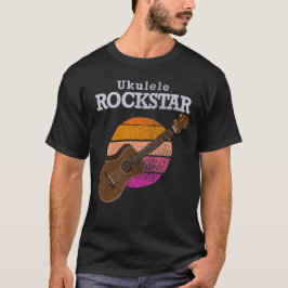 Hawaiaanse Grappige Ukulele Rockster Retro Zonsond T-shirt