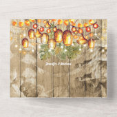 Hawaïaanse hemellantaarns boho roos tropisch all in one uitnodiging (Achterkant)