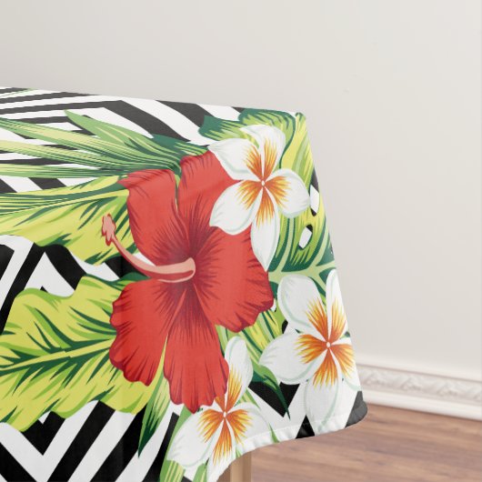 Hawaïaanse hibiscus met moderne geometrische achte tafelkleed (Voorbeeld)