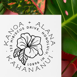Hawaïaanse Hibiscus | Terugkeeradres echtpaar Rubberstempel