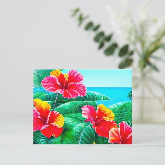 Hawaïaanse Hibiscus tropische bloemen Briefkaart (Staand voorkant)
