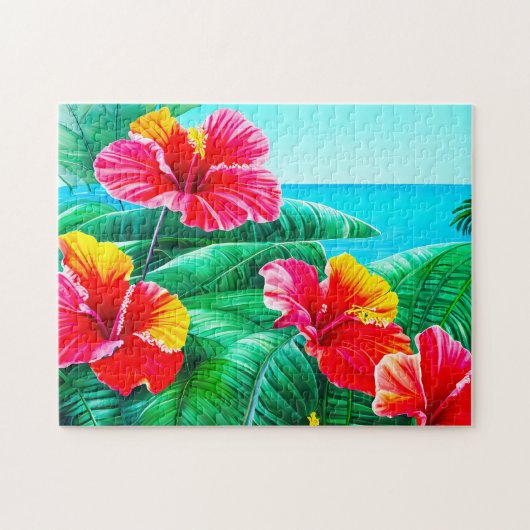 Hawaïaanse Hibiscus tropische bloemen Legpuzzel (Horizontaal)