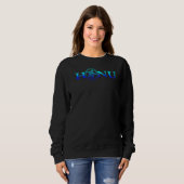Hawaïaanse Honu Ocean Blue Tribal Turtle Trui (Voorkant volledig)