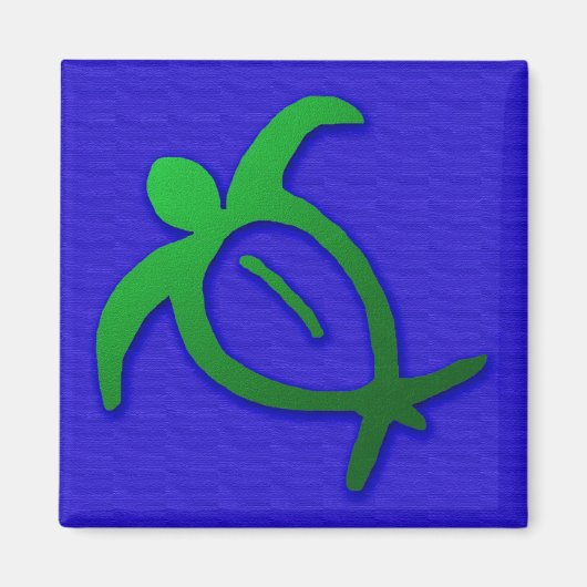 Hawaïaanse Honu Petroglyph op blauwe magneet (Voorkant)