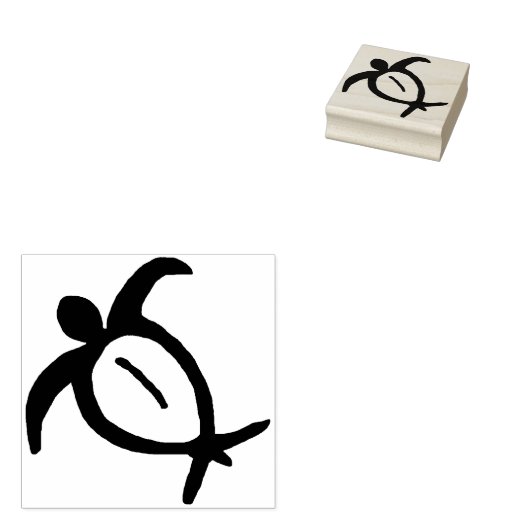 Hawaïaanse Honu Petroglyph Rubberstempel (Gestempeld)
