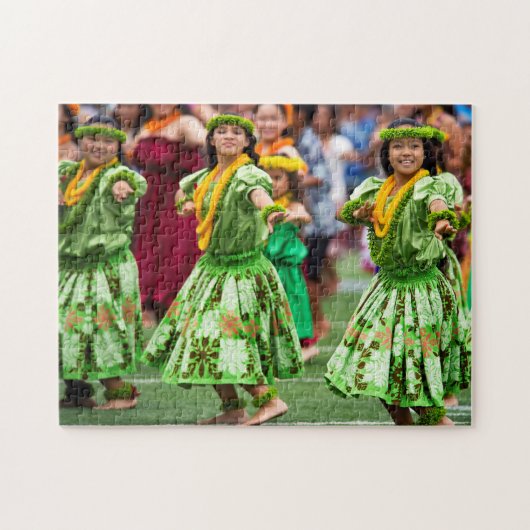 Hawaïaanse Hula-dansers. Legpuzzel (Horizontaal)
