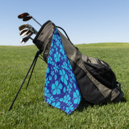 HAWAIAANSE HULA (HIBISCUS) DONKER/LICHTBLAUW GOLFHANDDOEK