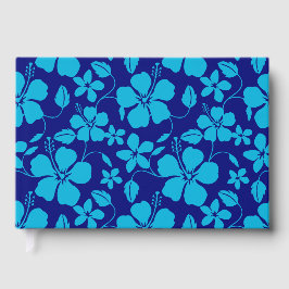 HAWAIAANSE HULA (HIBISCUS) IN DONKER EN LICHTBLAUW GASTENBOEK