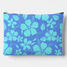 HAWAIAANSE HULA (HIBISCUS) PATROON PERIWINKEL/TEAL