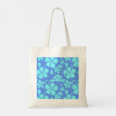 HAWAIAANSE HULA (HIBISCUS) PERIWINKEL/TEAL TOTE BAG (Achterkant)
