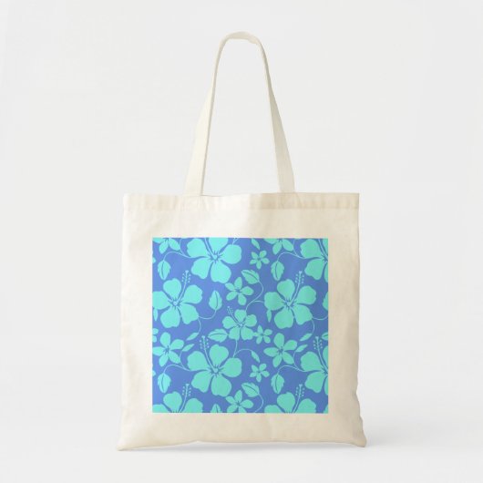 HAWAIAANSE HULA (HIBISCUS) PERIWINKEL/TEAL TOTE BAG (Voorkant)