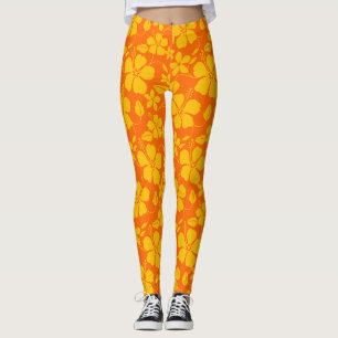 HAWAIAANSE HULA (HIBISCUS) SINAASAPPELMIX LEGGINGS