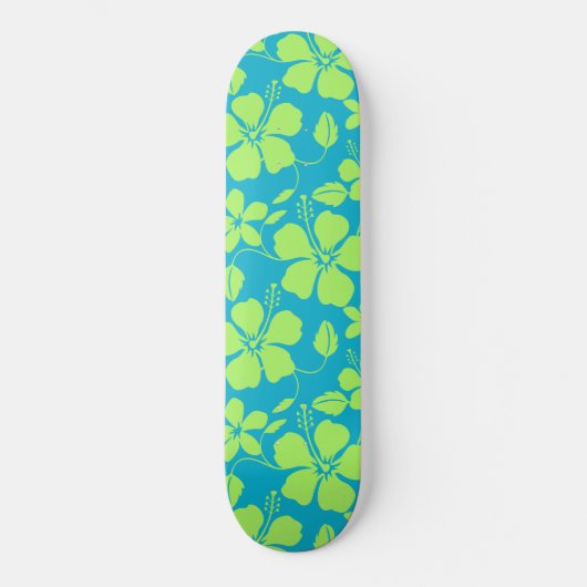HAWAIAANSE HULA (HIBISCUS) TEAL LIME PERSOONLIJK SKATEBOARD (Voorkant)