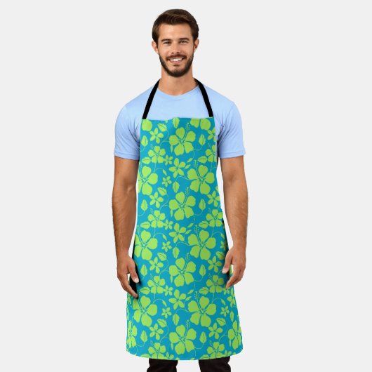 HAWAIAANSE HULA (HIBISCUS) TEAL LIME SCHORT (Gedragen)