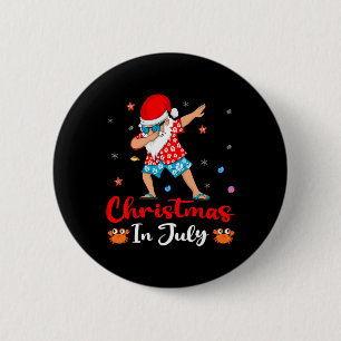 Hawaiaanse Kerst Dab Dabende Kerstman Zomer Kerstm Ronde Button 5,7 Cm
